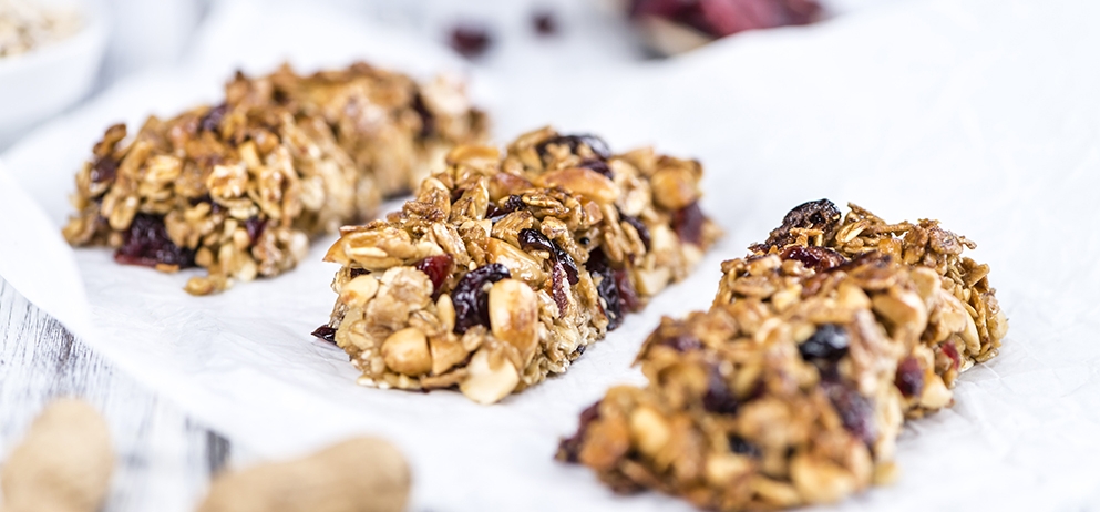 Homemade Granola Bars with Peanuts and Cranberries (selective fo