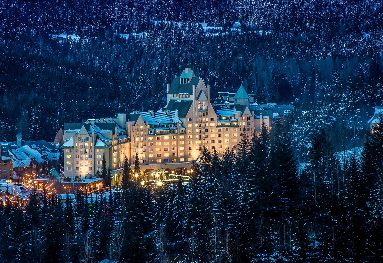 aerial of chateau whistler