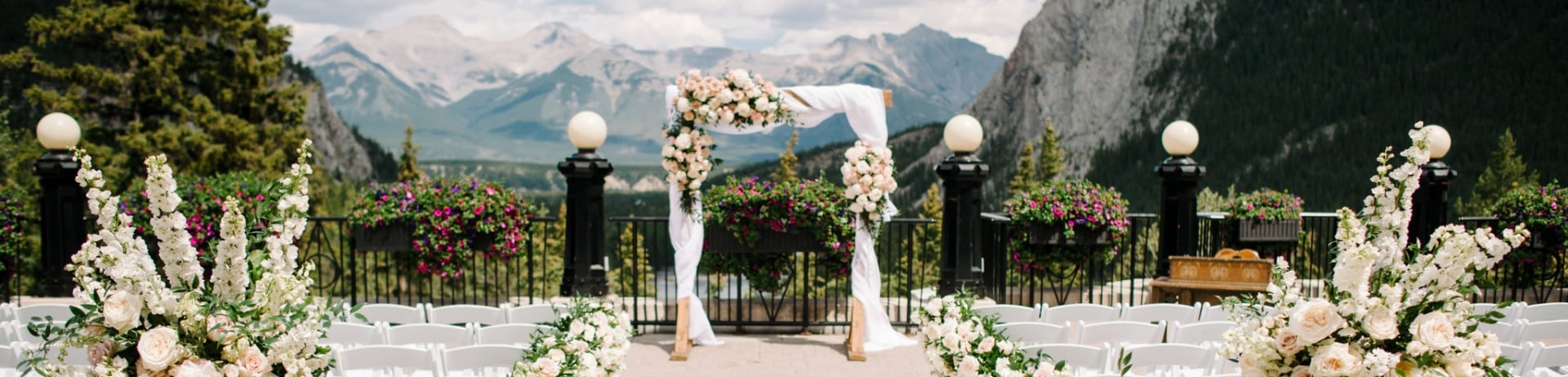 outdoor venue set up for a wedding