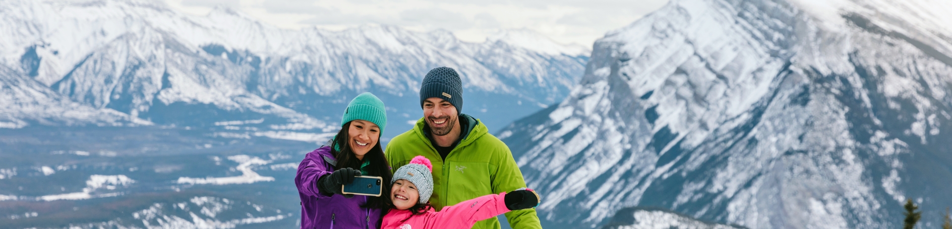 Family on top of Tunnel Mountain in Banff