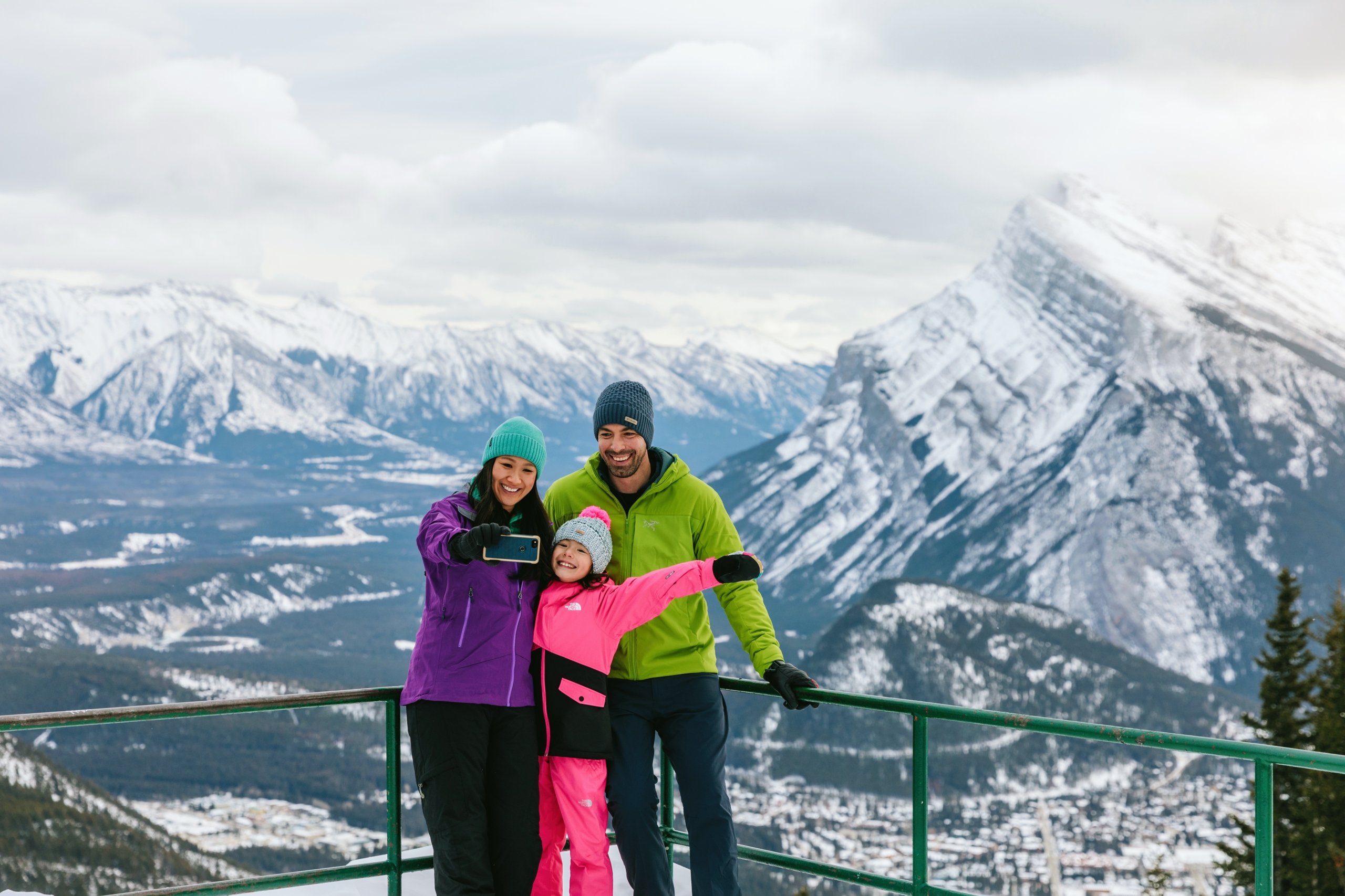 Family on top of Tunnel Mountain in Banff